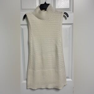 White House Black Market Cream Sleeveless Mock Neck Knit Sweater Women’s XS